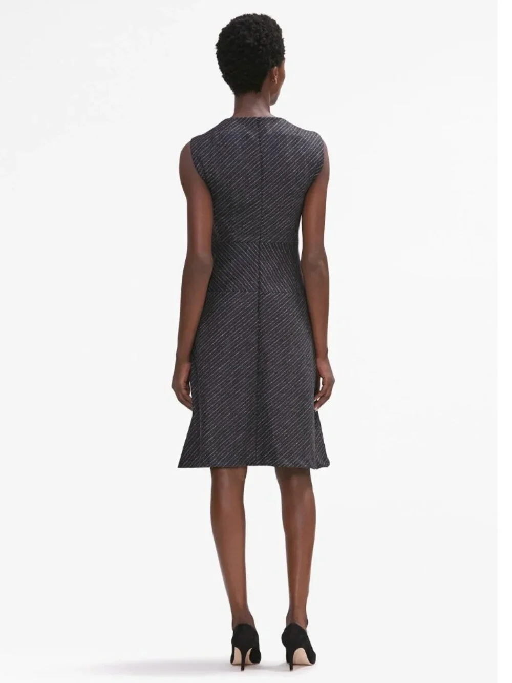 New! M.M.LaFleur The Cindy Dress in Charcoal Grey Etch Pinstripe Women's Size 12